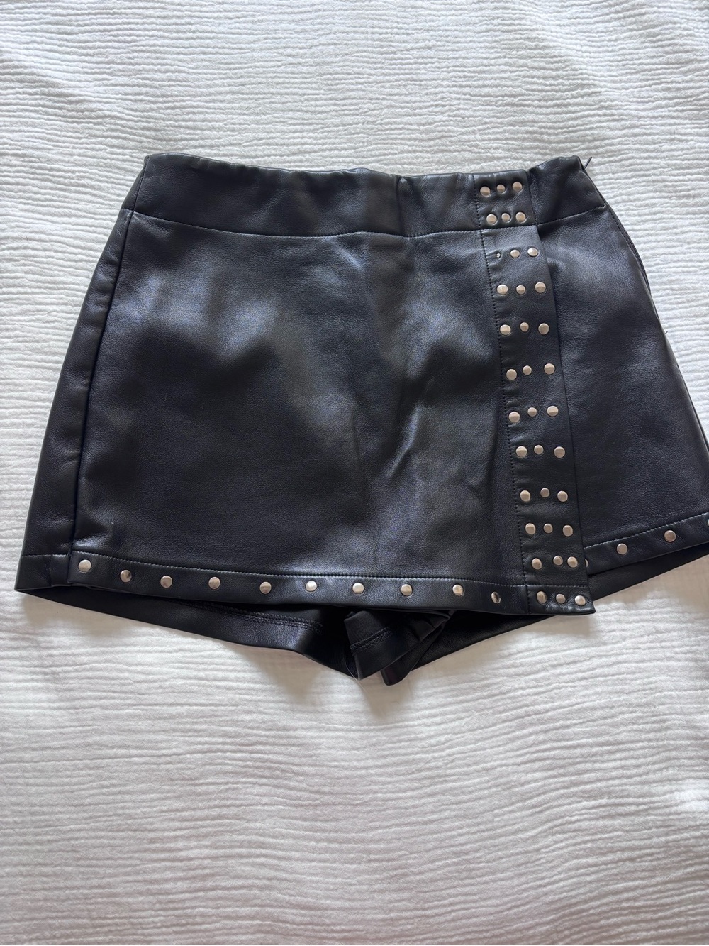Windsor Black Faux Leather Studded Skort